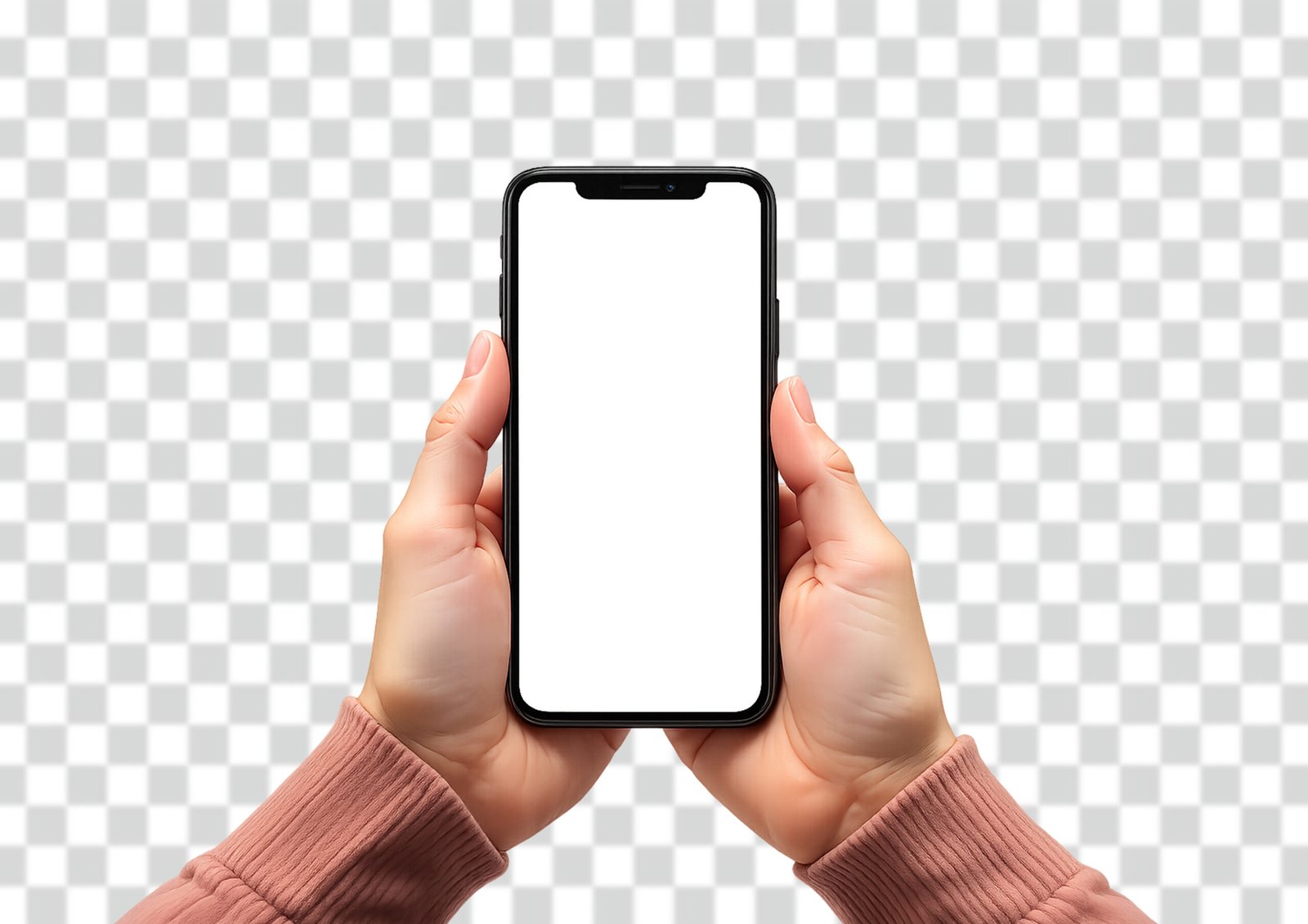 Free Download: Mobile Phone Mockup White Screen PNG (Transparent Background, HD)