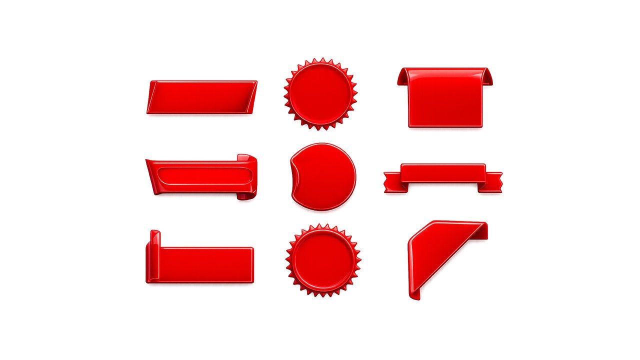 Glossy Red Vector Tags and Badges PNG Download – Free High-Resolution Transparent Labels for Branding & Design