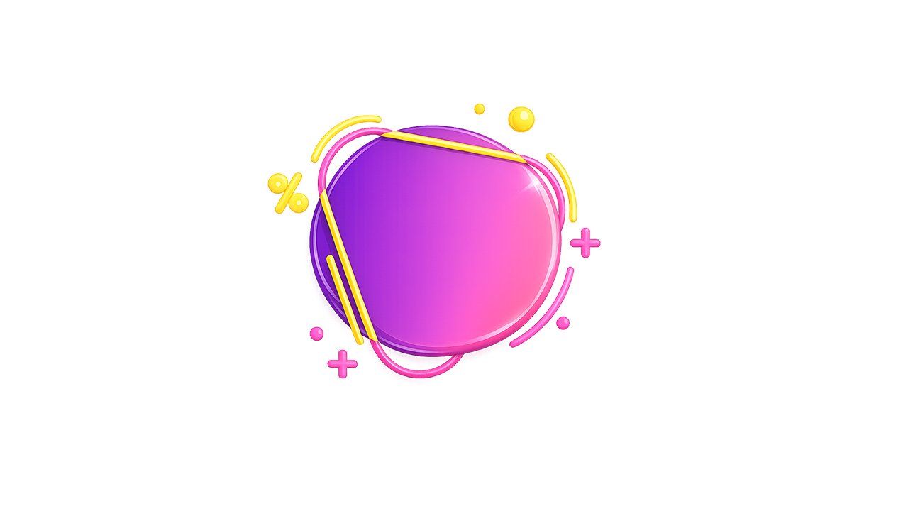 Bright Gradient Circle with Floating Shapes PNG Download – Free High-Resolution Abstract Background Element for Modern Graphic Design