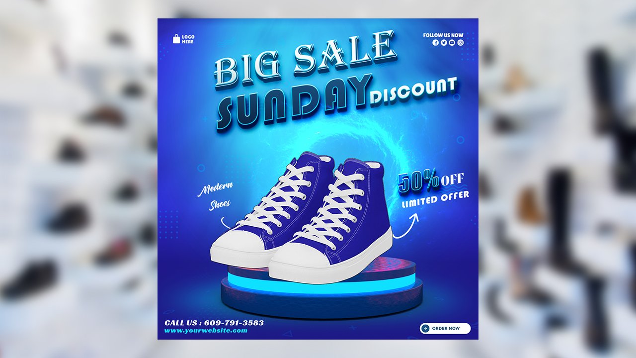 Shoes Super Sale Social Media Banner Template - PSD File Free Download