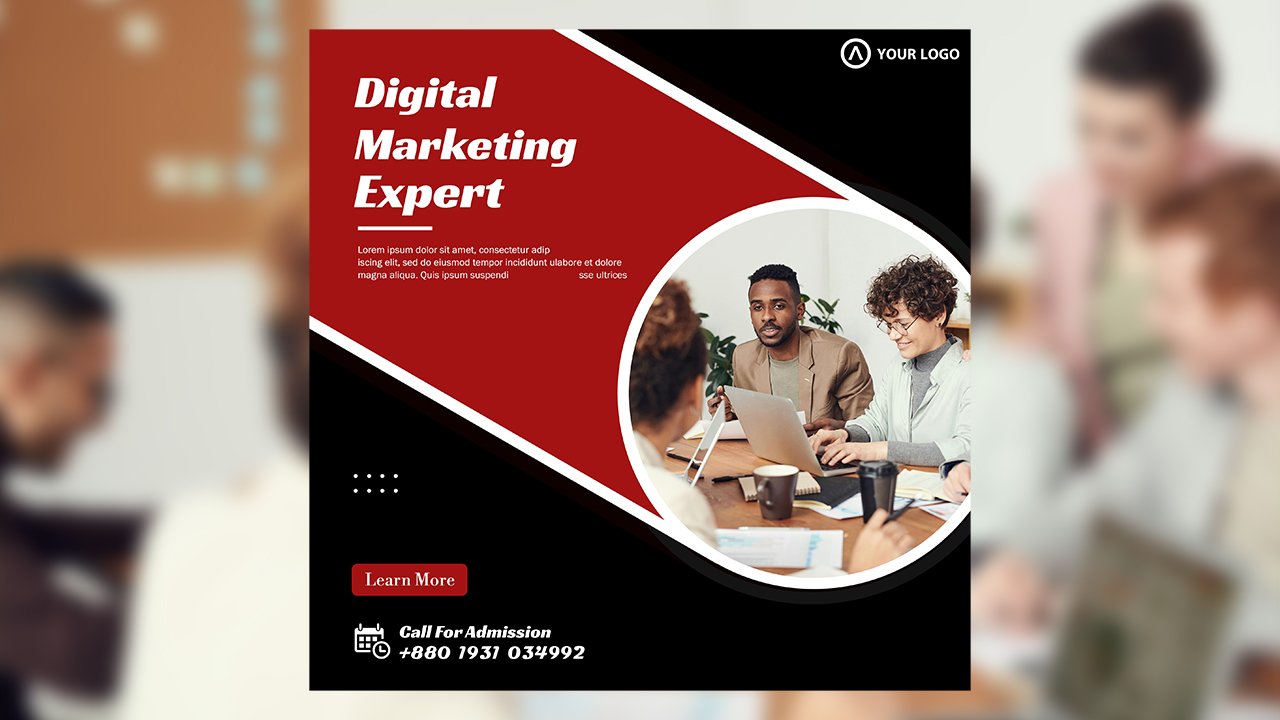 Digital Business Marketing Social Media Post Banner & Square Flyer - PSD File Free Download